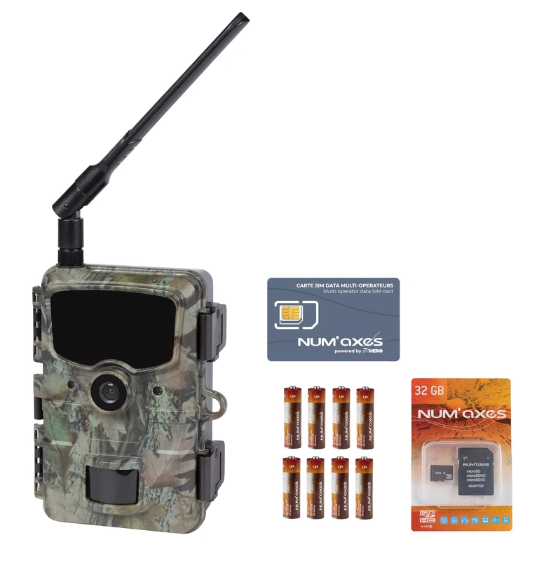 NUM'AXES Pack Trail Camera PIE1061 + Batteries (x8) + 32 GB SD Card