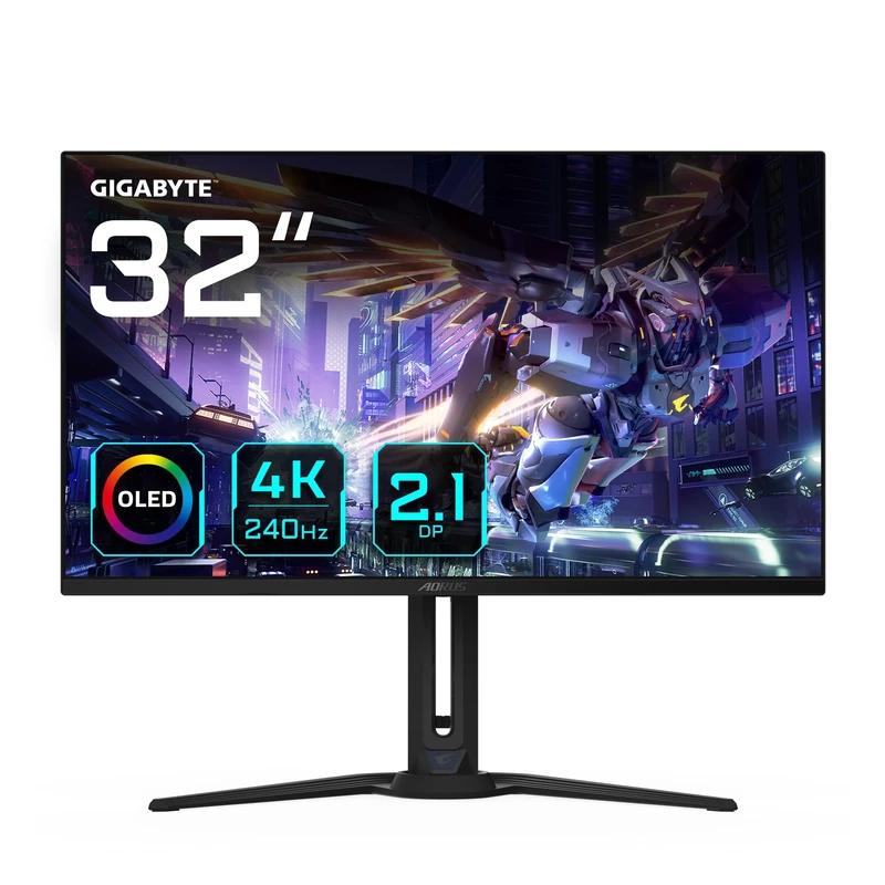 Gigabyte AORUS FO32U2P 31.5” QD-OLED Flat Gaming Monitor - 3840 x 2160(UHD), 240Hz, 0.03ms, 250 cd/m2, KVM, FreeSync Premium Pro, DisplayHDR True Black 400, DisplayPort2.1