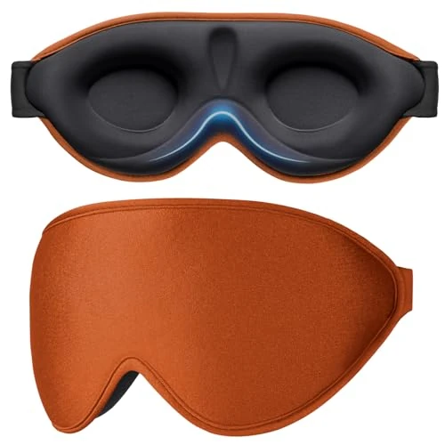 Gritin Light Blocking Sleep Masks for Men & Women-Zero Pressure Sleeping Eye Mask -3D Ergonomic Design Eye Movement and Eyelash Friendly, Ultra Comfortable Blindfold for Sleeping-Reddish Copper