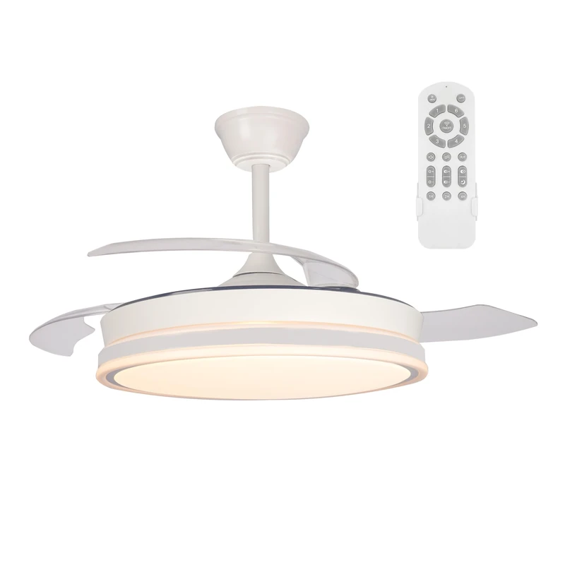 wonderlamp - Surpino White 45W Folding Blade LED Fan with Power Memory and Adjustable CCT Remote Control