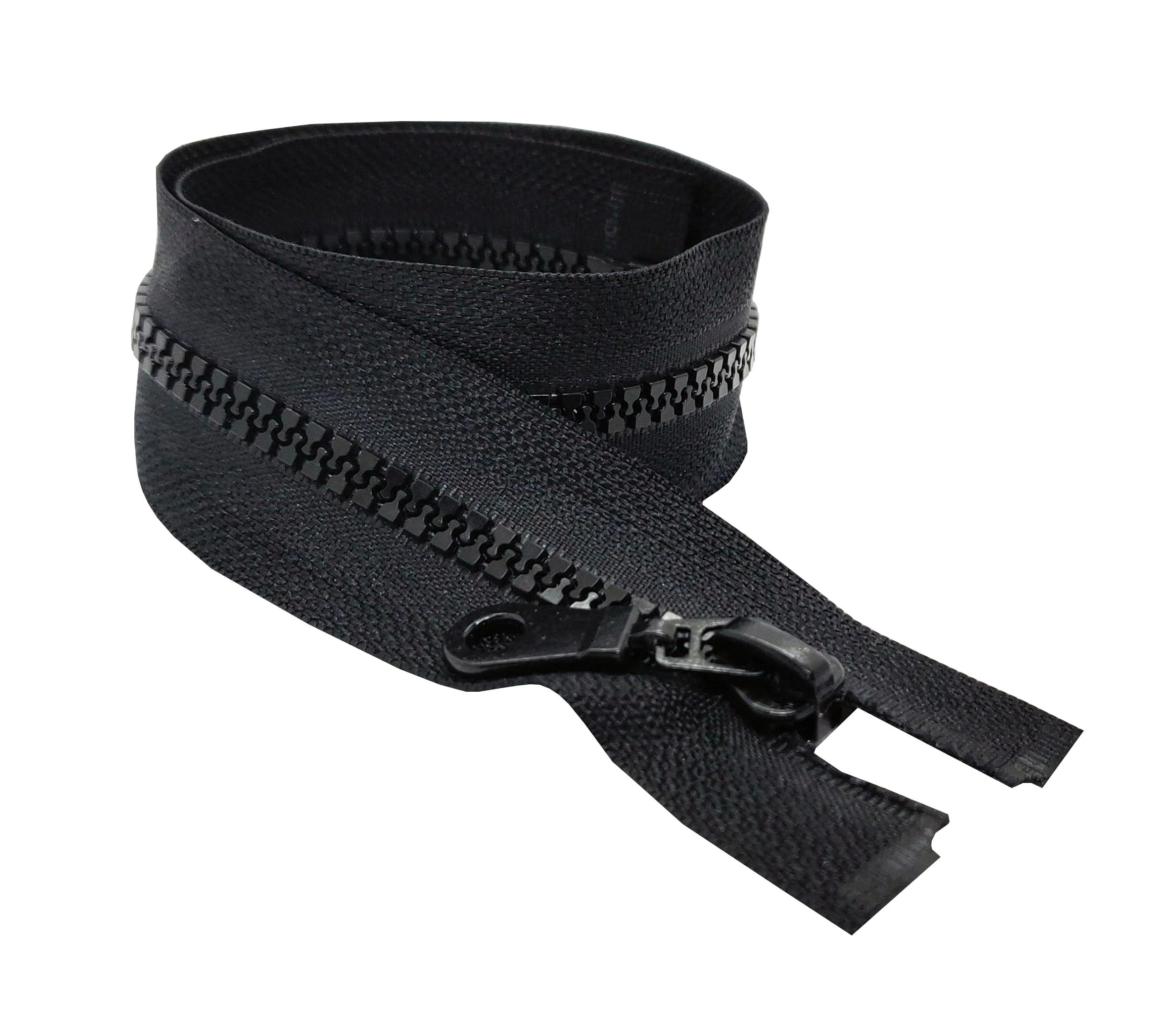 Black Chunky Zip Open-End Fastener Single Slider One Way Resin Zipper Size #5 Ideal for Jackets Fleeces Coats Replacement Zip Repair (75cm (29.5"))