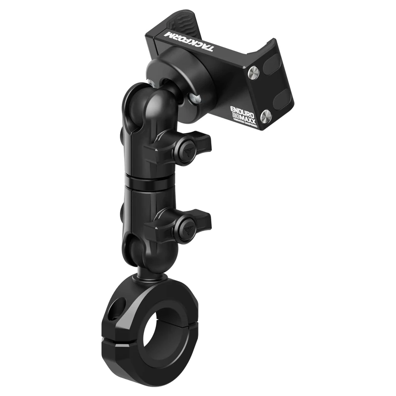 Tackform Black Motorcycle All Metal Phone Mount - Vibration Dampening 20MAXX Spring Cradle | 3.5" Long Reach Arm | Universal Clamp Fits 7/8" to 1-1/4" Bars | Compatible with iPhones, Galaxy, More