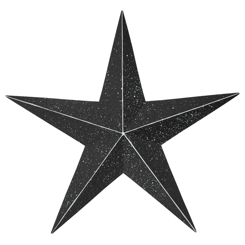 VHC Brands Patriotic Faceted Metal Star Black Wall Hanging 24x24, Independence Day Decor, American Star Design, Distressed Appearance Metal Wall Hanging, Star Shape, Country, Charcoal Black