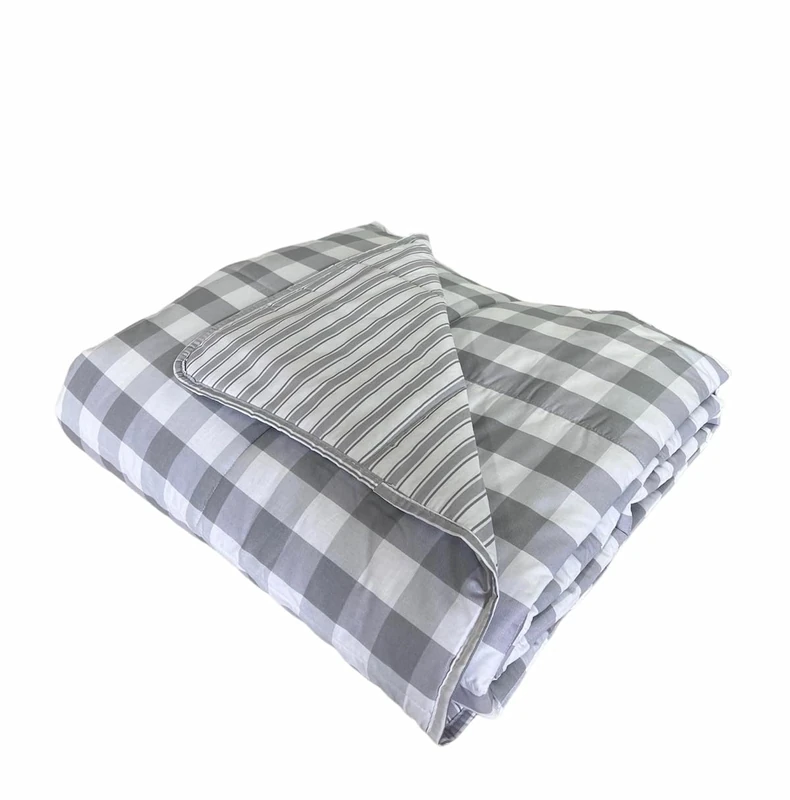 Catherine Lansfield Check and Stripe Bedspread 240x220 Grey