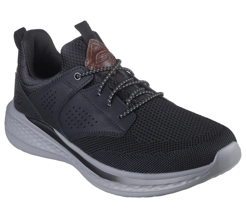 Skechers Men's Slade-Breyer 210892 Knitted Mesh Bungee Lace W/Quarter Cage Slip On, Black, 11