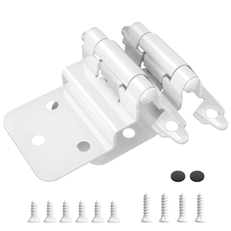 Chibery 3/8 Inch Inset Cabinet Hinges, 25 Pairs(50 Pack) Self Closing Flush Face Mount Hinges with Door Bumper, Variable Decorative Hardware for Bathroom, Furniture, Kitchen Cabinet Doors, White
