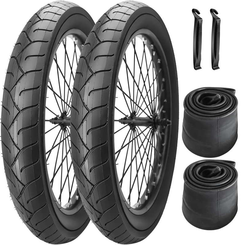 SIMEIQI 20 x 3.0 inch Fat Bike Tires or with 32mm Schrader Valve Bike Tubes Compatible with Urban Street Mountain Beach Bicycle Tire (2 Tires 2 Tubes)