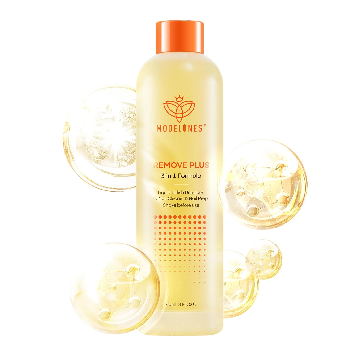 Modelones Nail Polish Remover Ultra-Powerful Acetone Gel Nail Polish Remover Enriched with Jojoba Oil Removes for All Types of Nail Polish, Gel Polish, Nail Glue, Acrylic, Gels, Nail Tip & Glue(240ml)