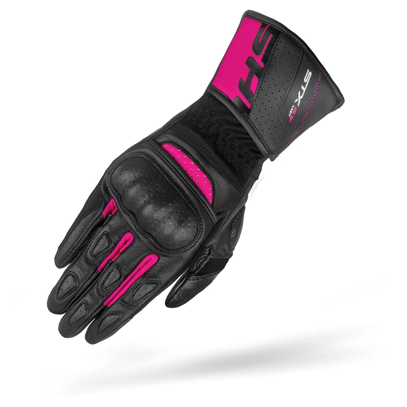 SHIMA STX Motorbike Gloves Women Leather Long Summer Biker Armoured Protectors Motorcycle Perforated Ventilated Reinforced Touchscreen Motorsport Glove Racing Motorbikes (Womens, Pink, XL)
