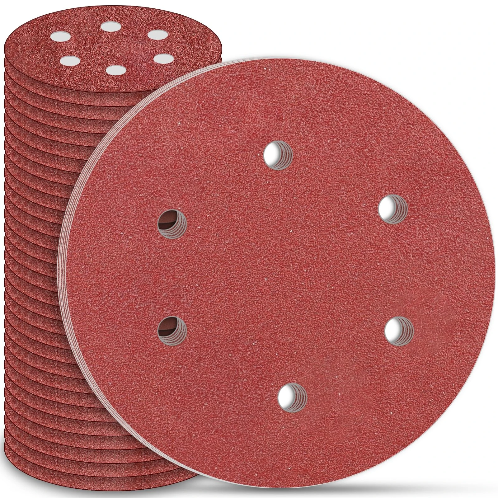 STEBRUAM 225mm Sanding Discs 30Pcs 6 Hole Hook & Loop Sanding Pads, Grit 80 for Drywall & Orbital Sanders