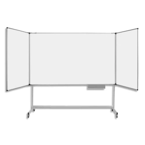 Bi-Office Maya Trio Whiteboard on a Mobile Structure, Magnetic Lacquered Steel Dry Wipe Surface, Aluminium Frame, 2000 x 1000 mm