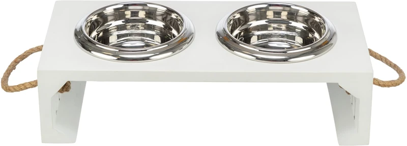 TRIXIE elevated dog bowl set be nordic 30 fl oz mdf/stainless steel white – practical feeding bowl for large dogs, ø6.7 in, sturdy and dishwasher-safe – 24836 - Image 1
