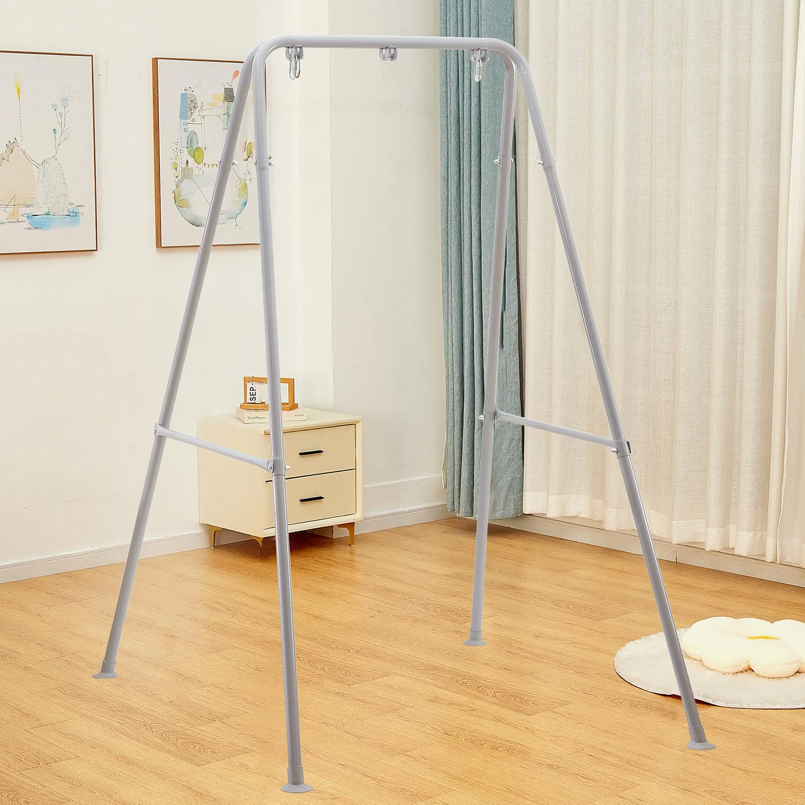 SELFLA Foldable Hammock Stand, Portable Hammock Chair Stand, Heavy Duty Folding Hammock Frame for Indoor or Outdoor, Easy to Assemble & Store (Hammock Chair not Included) - Grey