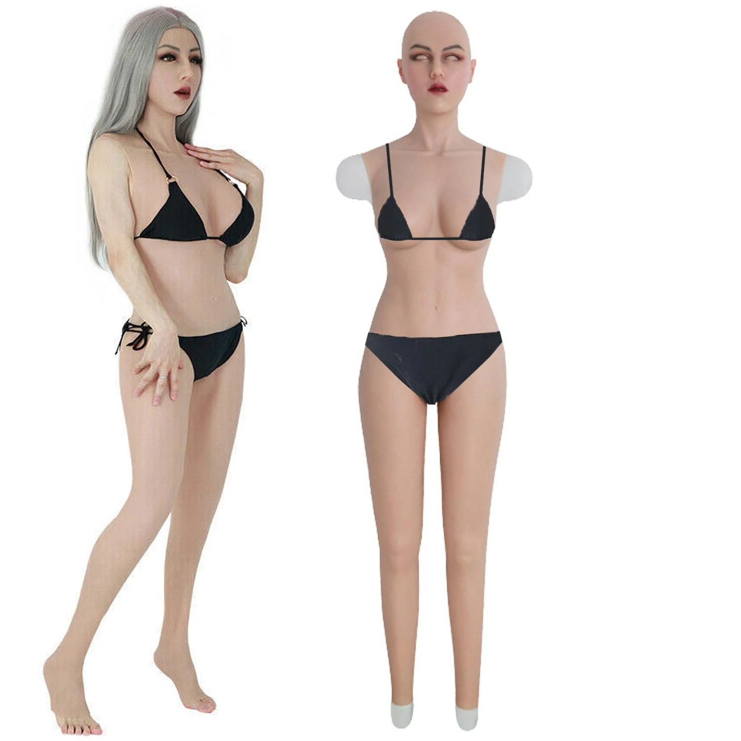 Oppaionaho Female Silicone Body Suit Skin E Cup Fake Boobs Whole Body Suit with Head Crossdresser Transgender Drag Queen (#2,Silicone Filler)