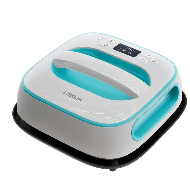 LOKLIK - Mini 6.5 x 11 cm Manual Heat Press Blue - 3 Heat Modes - Compact and Portable - Ideal for Details - Automatic Shut-Off - Fast and Even Heating - Customization of The