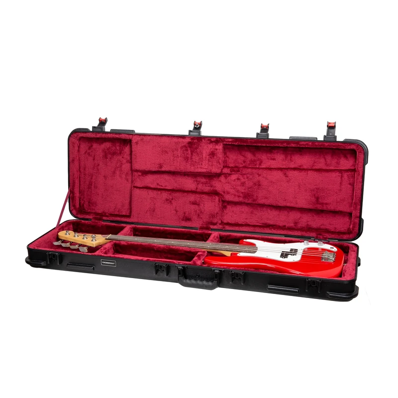 Crossrock ABS Carry Case for Fender Jazz & Precision | Matte Finish | Burgundy Velvet Interior | TSA Lock - Premium Molded Series