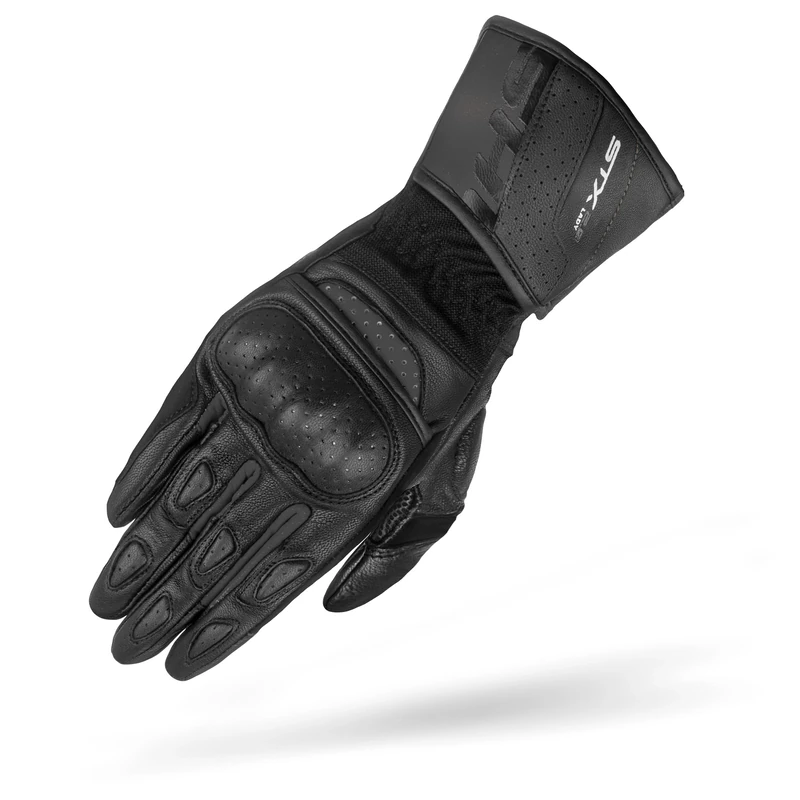 SHIMA STX Motorbike Gloves Women Leather Long Summer Biker Armoured Protectors Motorcycle Perforated Ventilated Reinforced Touchscreen Motorsport Glove Racing Motorbikes (Womens, Black, M)