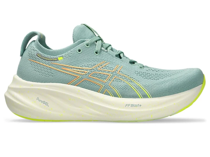 Asics 1012B601-301 Gel-Nimbus 26 Women Light Celadon/Safety Yellow UK 4
