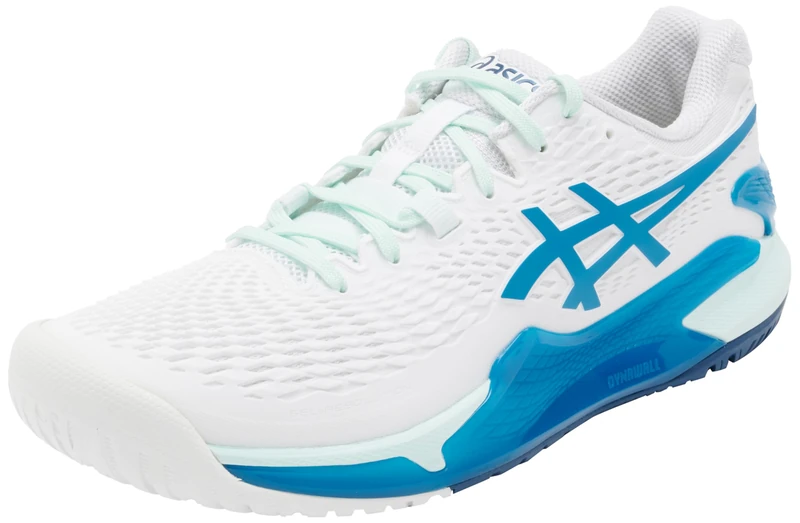 Asics 1042A208-102 Gel-Resolution 9 Women White/Teal Blue UK 9.5