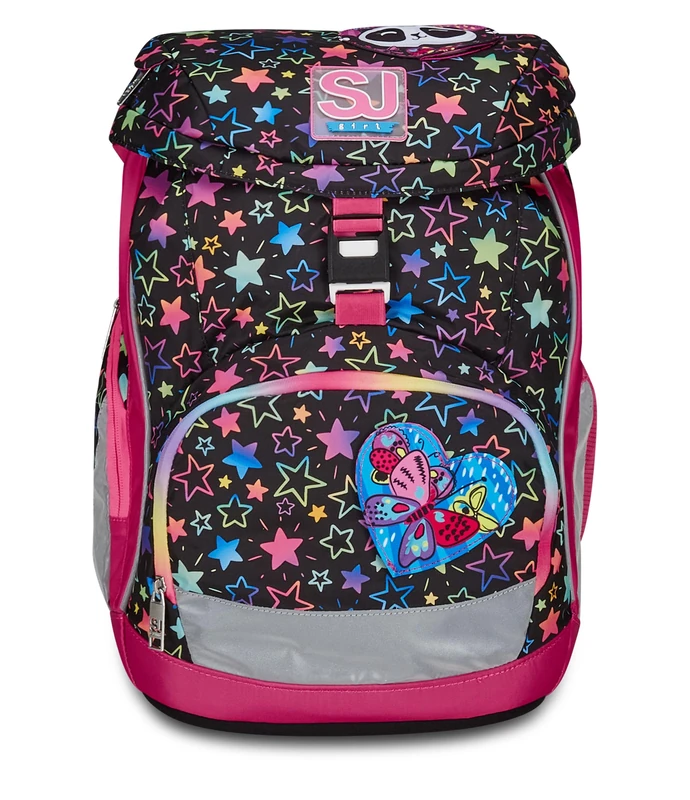 SJ Gang Soft Updown School Backpack, Pink, Colorful Panda, Monoscompartment with Adjustable Waist Strap, Side Pocket with Zip, Mesh Bottle Pocket, Elementary, Middle Schools, Girls, Girls, pink,