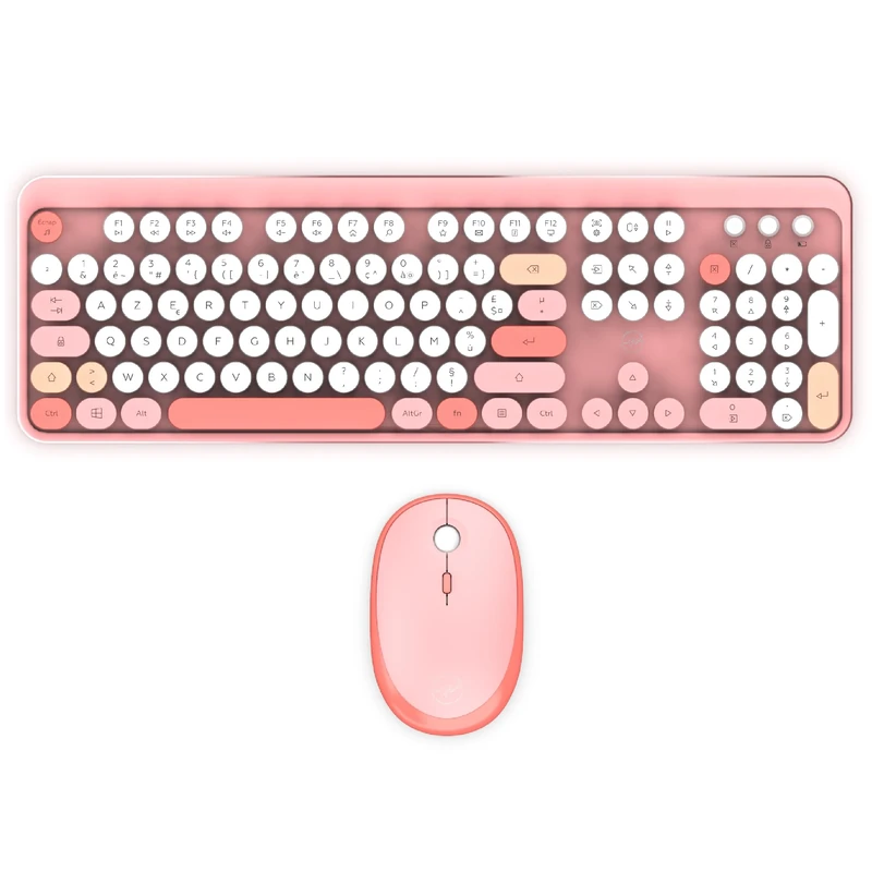 Mobility Lab ML313894 – Pure Color Wireless Keyboard + Mouse Combo – AZERTY, Flat and Sensitive Keys, Compact Design, Shortcuts, Numeric Keypad, Windows Compatibility – Pink - Image 1
