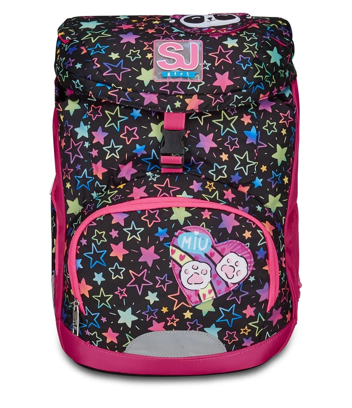 SJ Gang Soft Plus School Backpack, Pink, Colorful Panda, Monoscompartment with Adjustable Waist Strap, Side Pocket with Zip, Mesh Bottle Pocket, Elementary, Middle Schools, Girls, Girls, pink, Taglia
