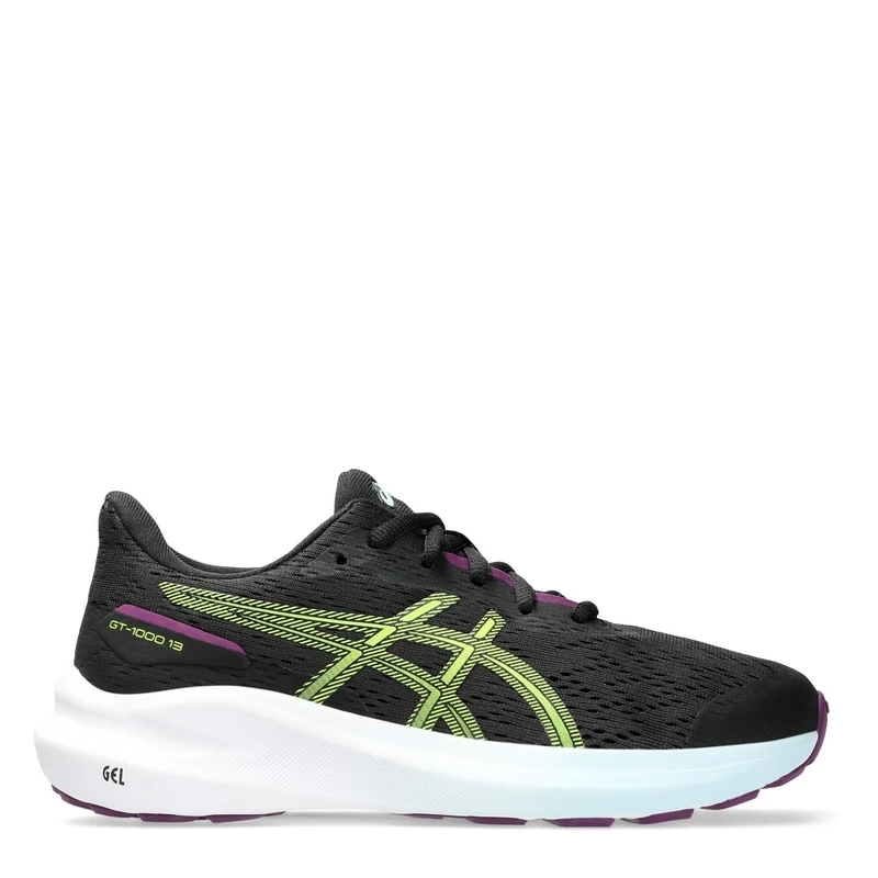 ASICS Boys Gt-1000 13 Gs Sneaker, Black Safety Yellow, 2.5 UK