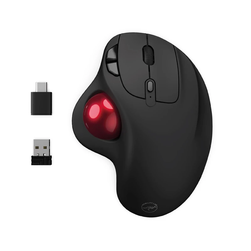 Mobility Lab Trackball Wireless Mouse – Wireless Mouse with Thumb Wheel, Adjustable Accuracy, USB and USB-C Connection, Compatible with macOS and Windows – Black