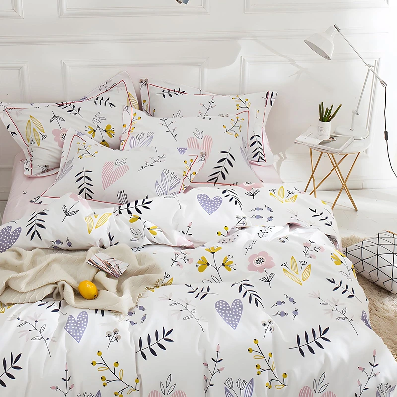 HighBuy Girls Comforter Set Twin XL White Pink Floral Bedding Sets for Kids Girl Cottagecore 3 Piece Botanical Bedding Comforter Boho Bed Set,1 Comforter and 2 Pillowcases for All Season,Twin XL