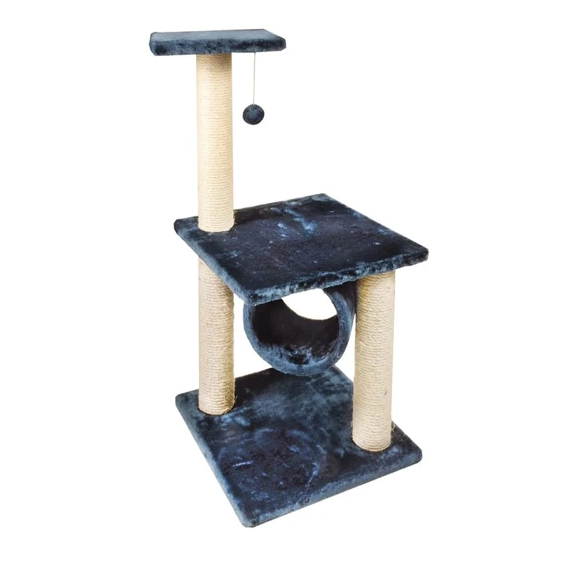 Record - Melissa Cat Scratching Post - Size 51 x 51 x 86h cm - Blue - Structure on several raised floors - Stimulates your cat - Incourages Jumping and Climbing