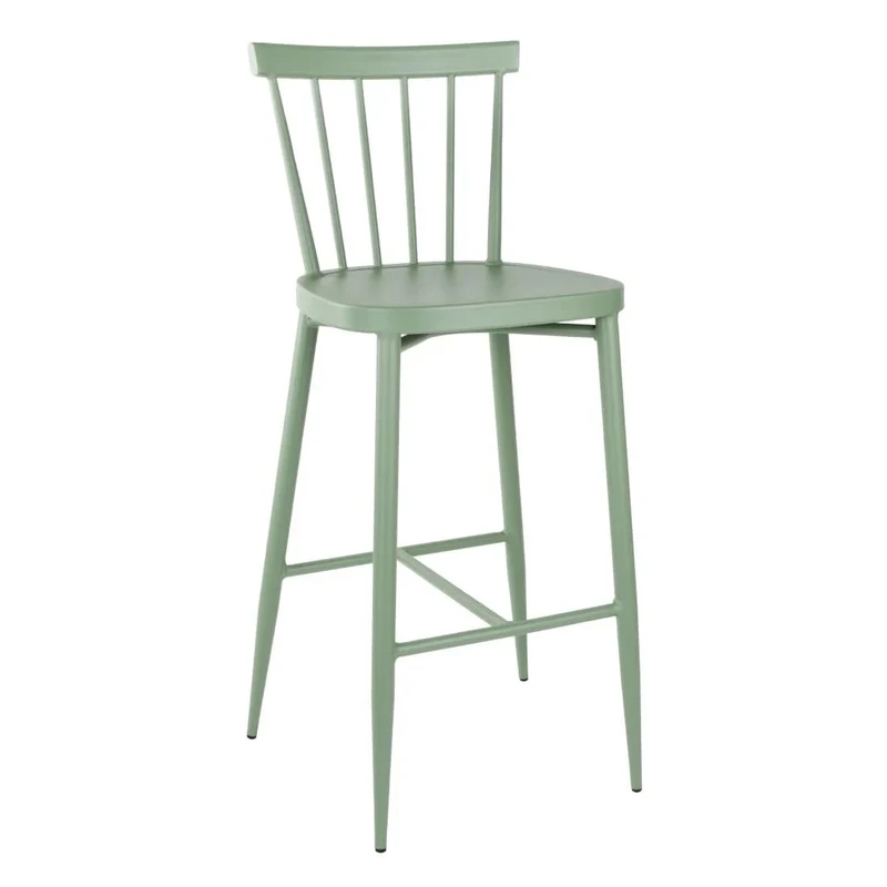 Bolero Windsor Aluminium High Stools Set (Pack of 2), Green, Lightweight Construction, Stackable, Powder-Coated, UV & Scratch Resistant, Indoor & Outdoor Bar Stools, DX689
