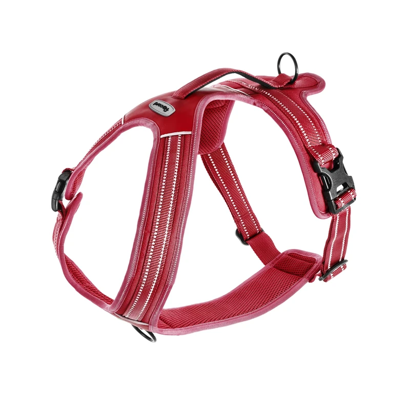Record - Action Alps Dog Harness - Red - Size M - Material: Nylon Braided with Reflective Bands 3M ScotchLite - Circumference 60-72 cm