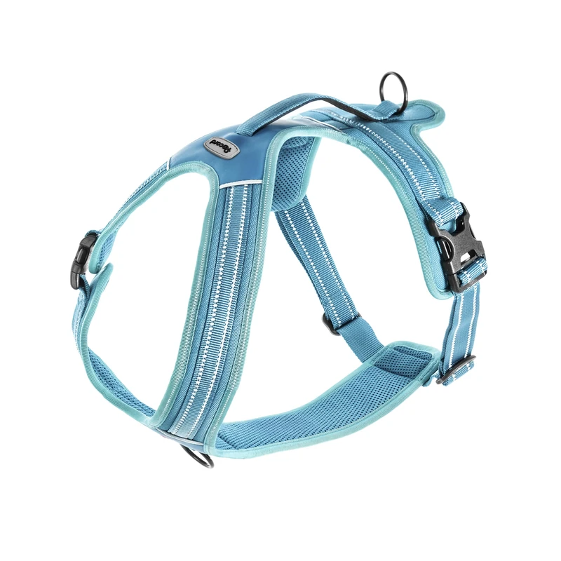 Record - Action Alps Dog Harness - Blue - Size M - Material: Nylon Braided with Reflective Bands 3M ScotchLite - Circumference 60-72 cm