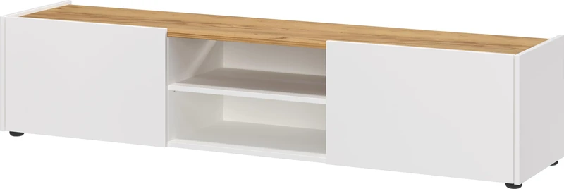 Germania Lowboard 0457-513, in white/navarra oak repro, standing and hanging mountable, 164 x 35 x 40 cm (WxHxD)