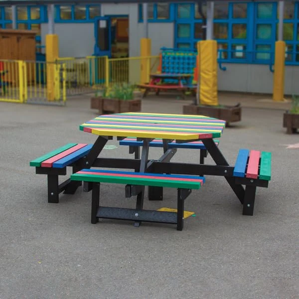 No Butts Picnic Bench, Multicoloured, 8 Seater