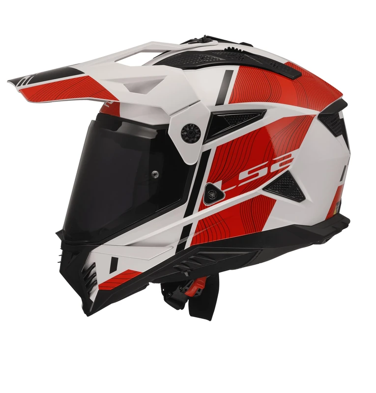 LS2 Pioneer II Adventure Motorcycle Motocross Helmet - HILL WHITE RED - M