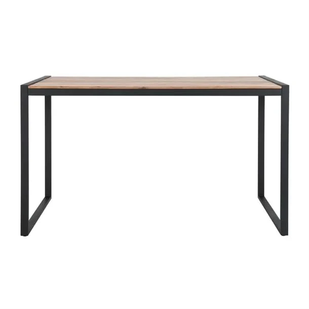 Bolero Steel and Acacia Industrial Style Bar Table 1800x900 mm, Black & Teak, Size: 1050(H) x 900(W) x 1800(D) mm, Powder-Coated Steel & Acacia Wood, Indoor & Outdoor Table, DK905