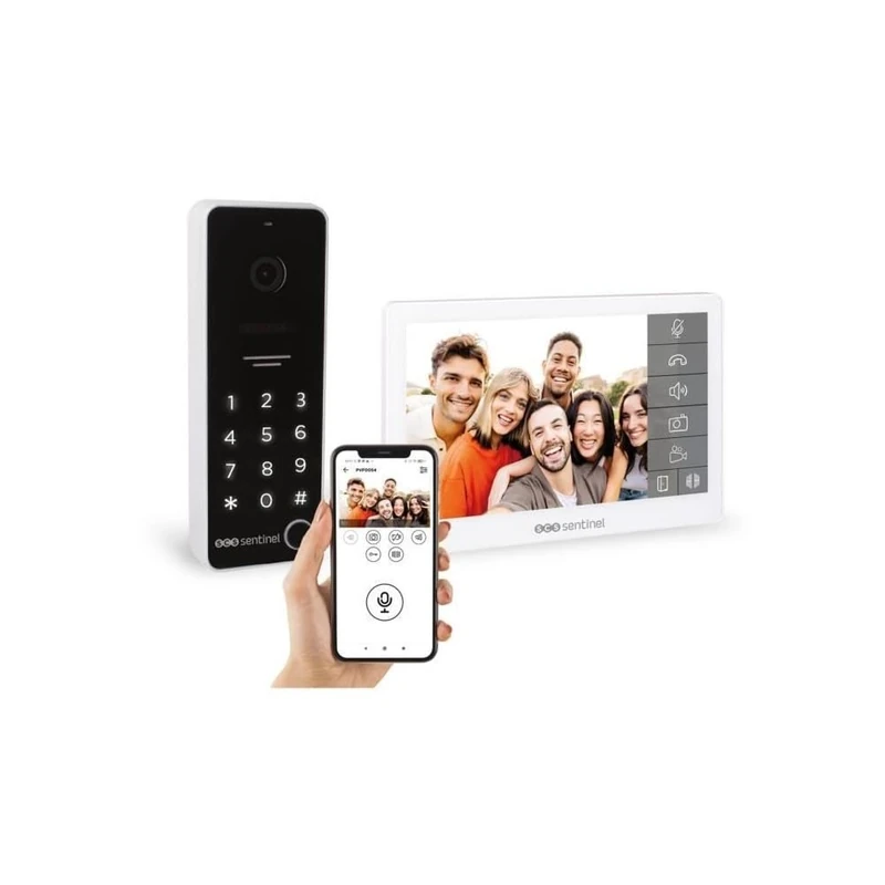 SCS Sentinel, PVF0054 CODEVISIO WI-FI Wired Video Door Phone 7" Color LCD Display Date Time Display 110° Wide Angle Night Vision IP65 with Keyboard