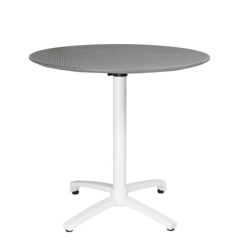Bolero Round Polypropylene Folding Table 800 mm, Dark Grey, Size: 740(H) x 800(W) x 800(D) mm, Lightweight 12.66 kg, Includes Foot Stoppers, Transportable Table, FT621