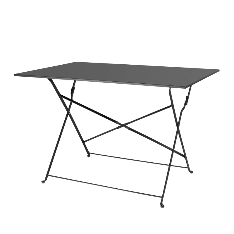 Bolero Perth Pavement Style Folding Table 1100x700 mm, Black, Indoor & Outdoor Folding Table, Powder Coated Steel, Chairs (GH553) Sold Separately, CH968