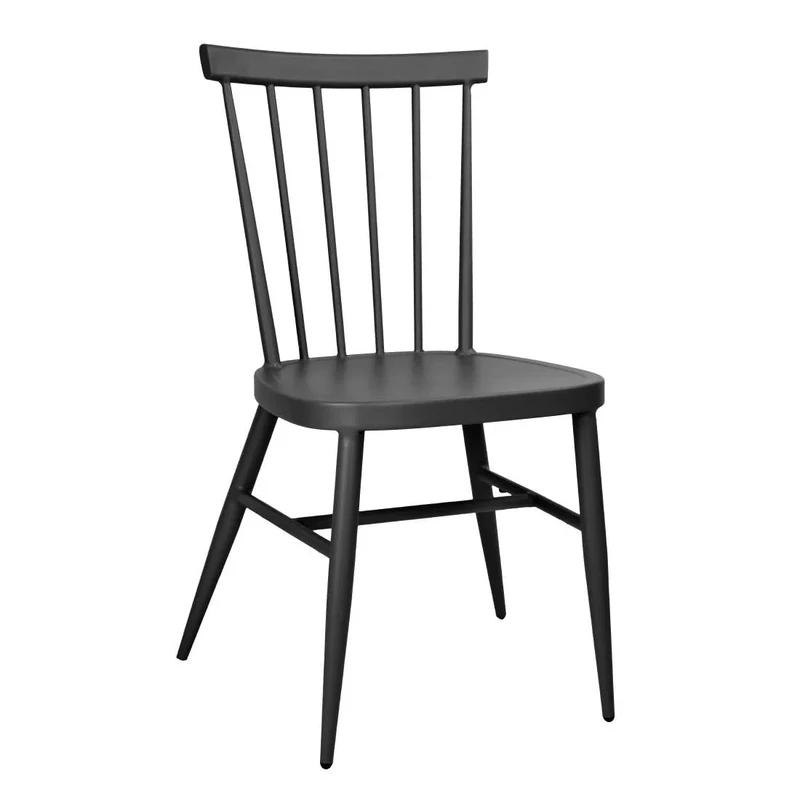 Bolero Windsor Aluminium Chairs Set (Pack of 4), Black, Lightweight Construction, Stackable, Powder-Coated, UV & Scratch Resistant, Indoor & Outdoor Chairs, DX686
