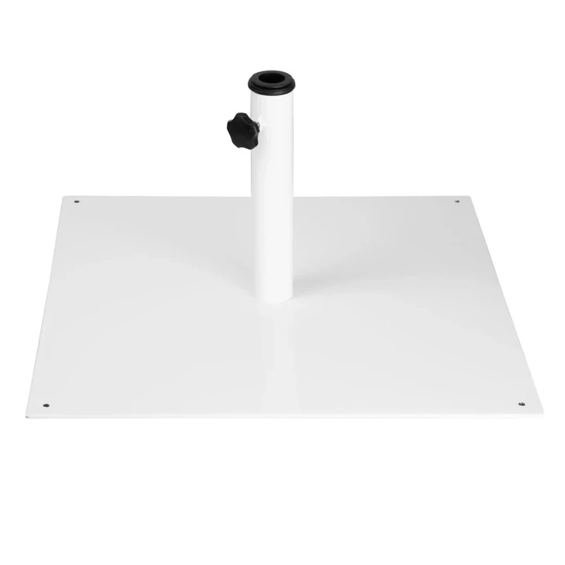 Bolero Flat Metal Parasol Base 18 kg, White, For Parasols with Poles 38/48 mm Diameters, Metal Patio Umbrella Base, Includes Tightening Adaptor, FU510 - Image 1