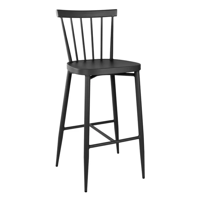 Bolero Windsor Aluminium High Stools Set (Pack of 2), Black, Lightweight Construction, Stackable, Powder-Coated, UV & Scratch Resistant, Indoor & Outdoor Bar Stools, DX688 - Image 1
