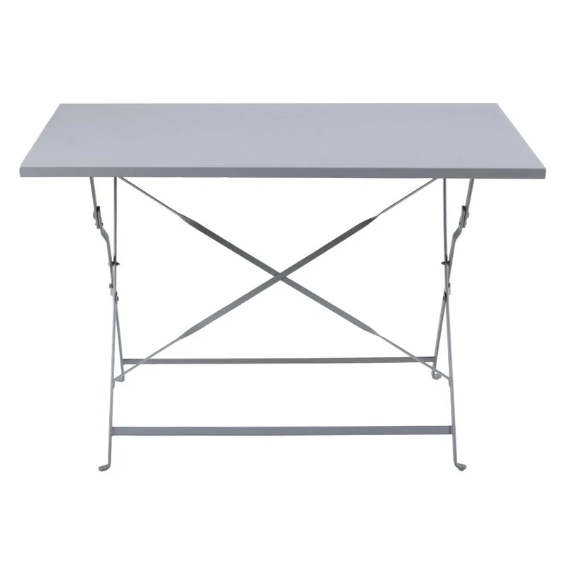 Bolero Perth Pavement Style Folding Table 1100x700 mm, Grey, Indoor & Outdoor Folding Table, Powder Coated Steel, Chairs (GH551) Sold Separately, CH969