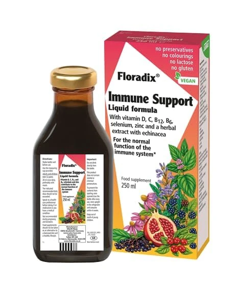 Immune Support Supplement, 250ml, with Vitamin D, C, B12, B6 and Zinc, Vegan Friendly Liquid Formula