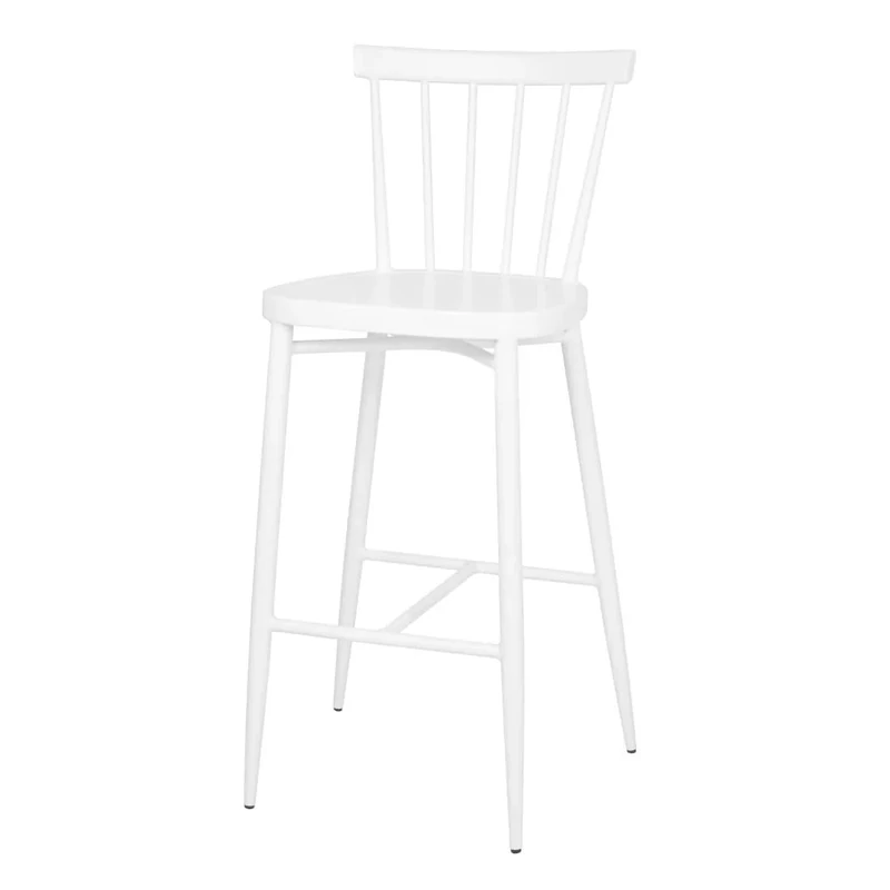 Bolero Windsor Aluminium High Stools Set (Pack of 2), White, Lightweight Construction, Stackable, Powder-Coated, UV & Scratch Resistant, Indoor & Outdoor Bar Stools, DP719