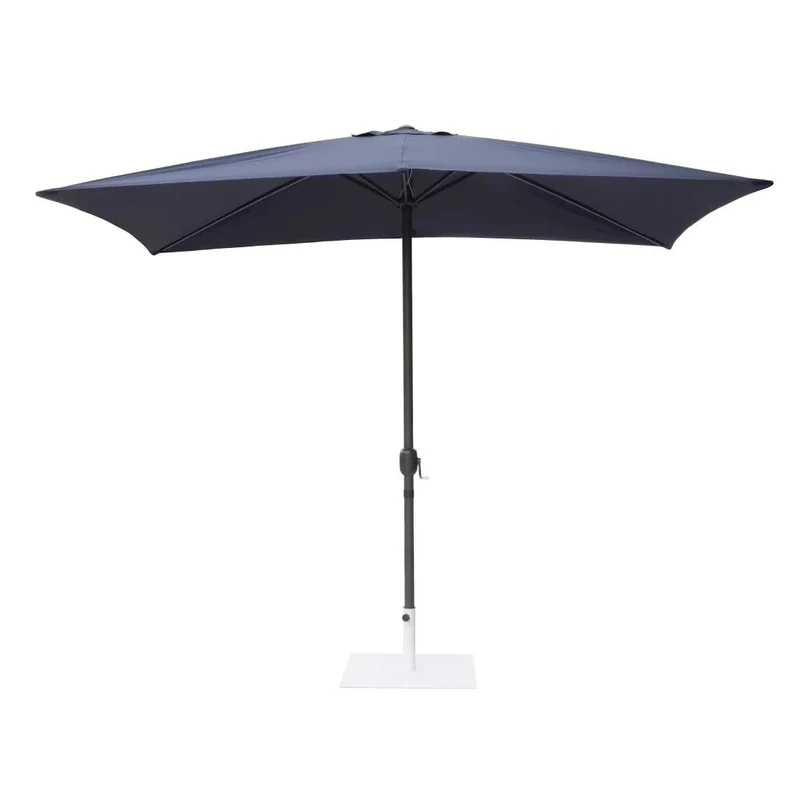 Bolero Seville Square Parasol 2x3 m, Navy Blue, UV-Resistant - Two-Pole Mast with Crank Handle, Patio Umbrella, Bases Sold Separately, FU506