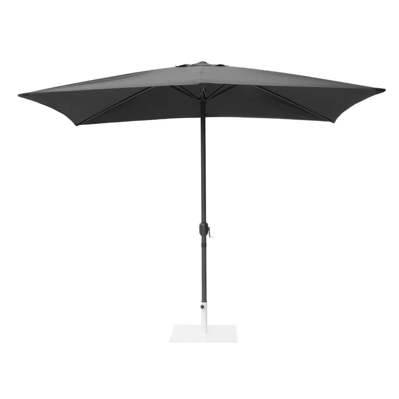 Bolero Seville Square Parasol 2x3 m, Black, UV-Resistant, Two-Pole Mast with Crank Handle, Patio Umbrella, Bases Sold Separately, DZ871