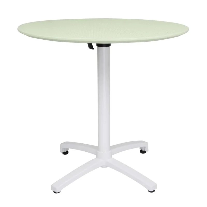 Bolero Round Polypropylene Folding Table 800 mm, Mint Green, Size: 740(H) x 800(W) x 800(D) mm, Lightweight 12.66 kg, Includes Foot Stoppers, Transportable Table, FT623