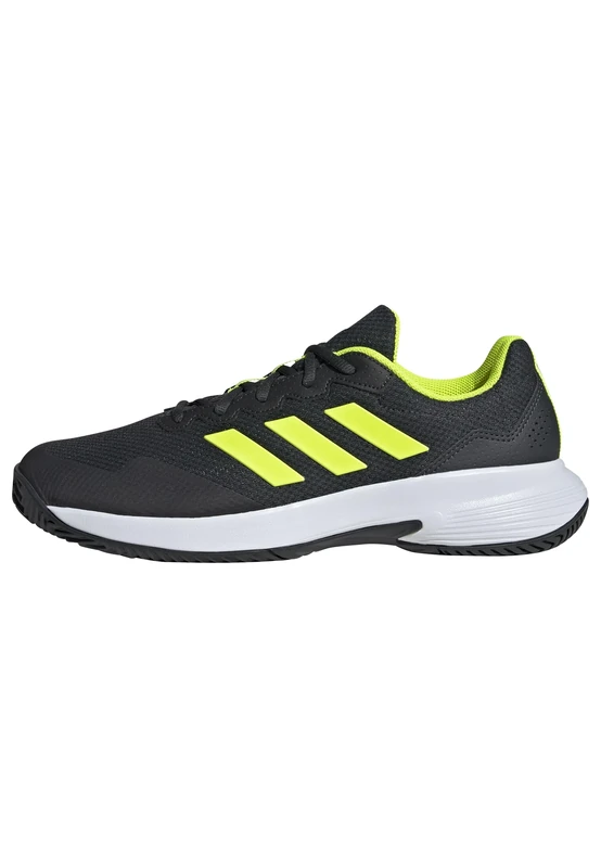 adidas Men's Gamecourt 2.0 Tennis Shoes, Carbon/Lucid Lemon/FTWR White, 5 UK